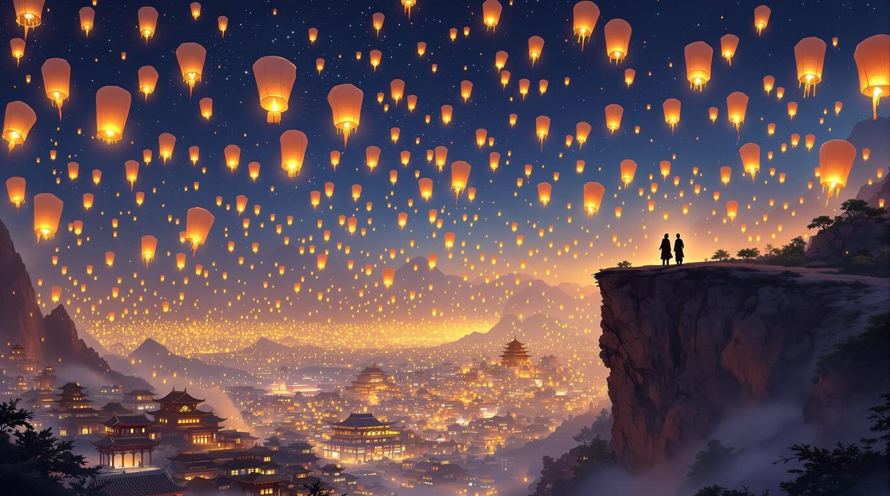 午夜动漫 - 天官赐福 - 花城与谢怜，千年之约，万盏明灯